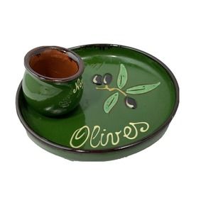 Glazed Terra cotta 6.5" Olive dish Green Spain